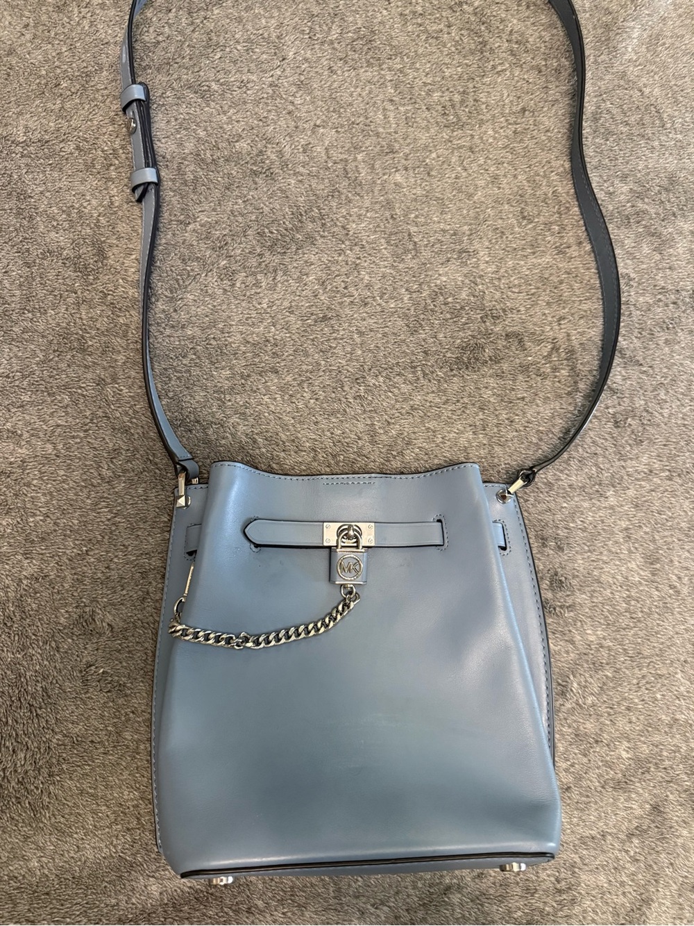 Michael Kors blue Leather Crossbody Bucket Bag by